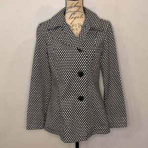 Super Low Fat cotton polka dot jacket blazer offset buttons L